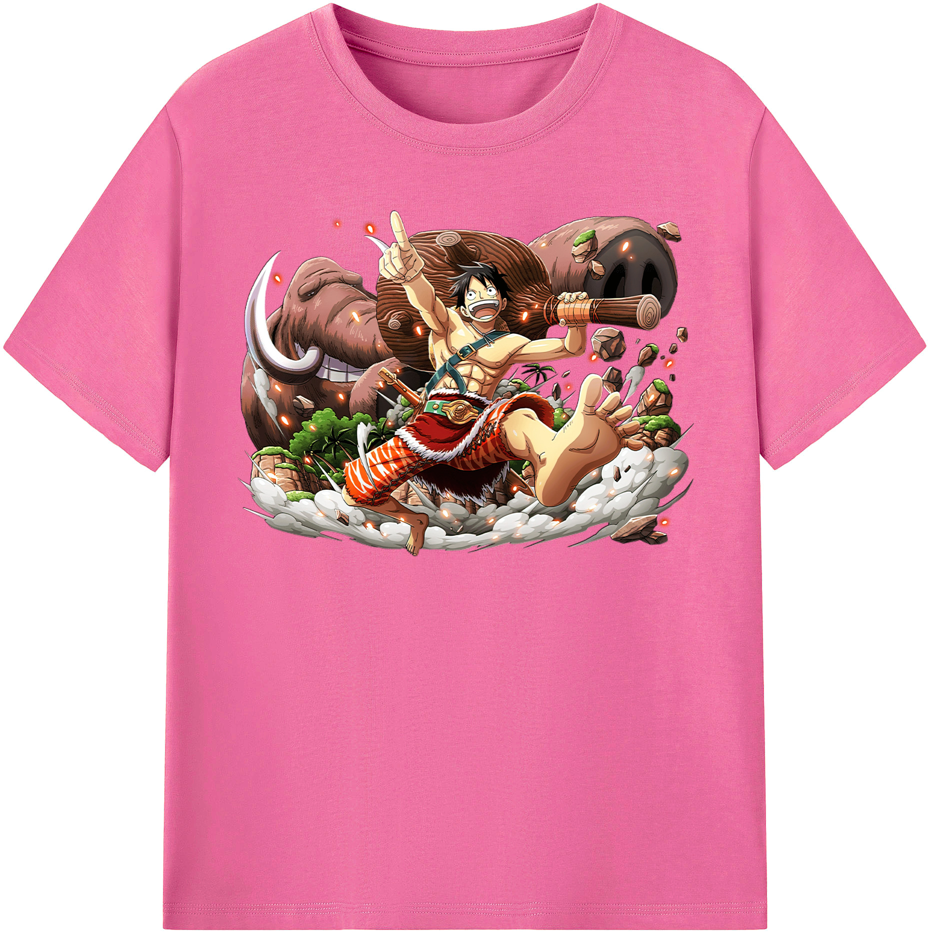 ワンピース モンキー・D・ルフィ ONE PIECE Monkey D. Luffy レディースカジュアルプリントTシャツ（綿100％）